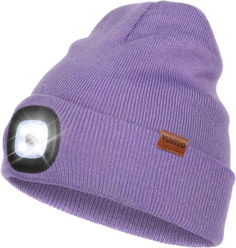 Vista 38 de Gorro LED con la luz, unisex, linterna frontal recargable por USB, gorro de punto de invierno, regalos para hombres, papá, esposo, él Azul Oscuro