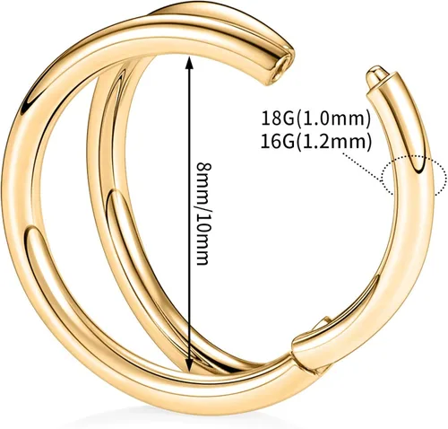 Vista 2 de PEAKLINK Piercing de acero quirúrgico 316L para tabique de nariz para dormir, hélice, grajo, cartílago, daith, tragus, lóbulo, nariz, joyería
