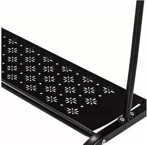 Vista 5 de Perchero de ropa de tubería industrial con ruedas con frenos, resistente soporte de metal resistente para ropa (A)