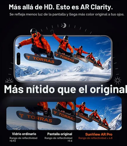 Vista 7 de TORRAS SunView AR Ultra - Protector de pantalla para iPhone 18 Pro/17 Pro