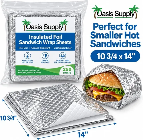 Vista 20 de Oasis Supply, Hojas aisladas precortadas para sándwich - Resistente a la grasa, para alimentos calientes, 100 unidades, 10 3/4 x 14 pulgadas