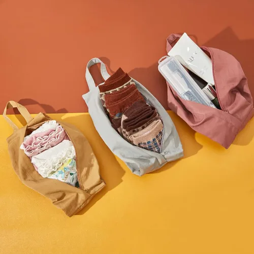 Vista 4 de Kissvian Organizadores de embalaje de viaje, bolsas de almacenamiento portátiles para calcetines, bragas, cosméticos, artículos diversos, 3 piezas
