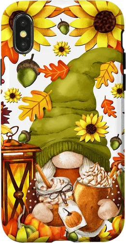 Vista 5 de iPhone 15 Hello Fall Gnomo para mujer, diseño de hojas de otoño, diseño de calabaza