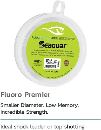 Vista 2 de Sedal líder de choque para pesca de agua salada Seaguar Fluoro Premier, 100% fluorocarbono, varios tamaños