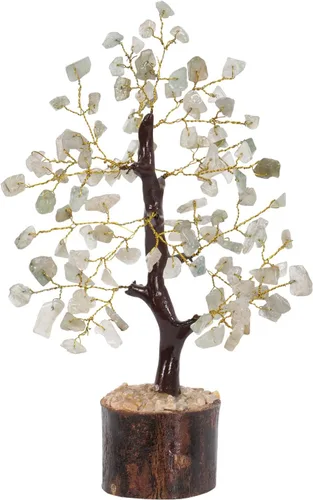Vista 8 de NARIBABU Árbol de cristal de aventurina verde (7 a 8 pulgadas, 100 fichas) – Árbol de piedras preciosas hecho a mano con piedras crudas y alambre