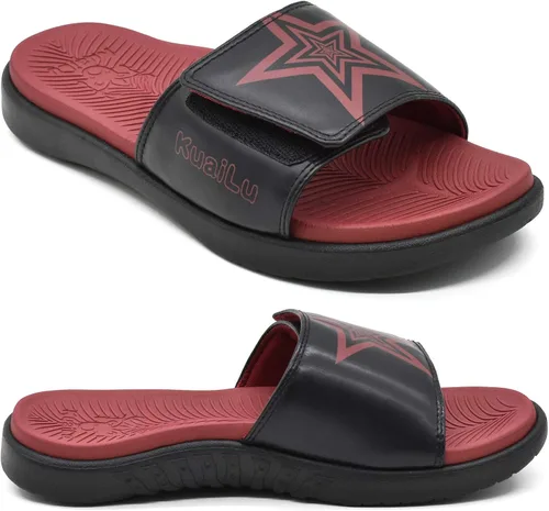 Vista 8 de KuaiLu Sandalias deportivas para hombre con cojín suave y soporte de arco para fascitis plantar, puntera abierta, ajustables, para interiores