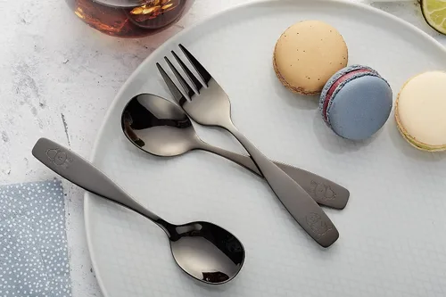 Vista 6 de ANNOVA Juego de cubiertos seguros para niños de acero inoxidable, tenedores para niños, cucharadas para niños, utensilios de metal para lonchera