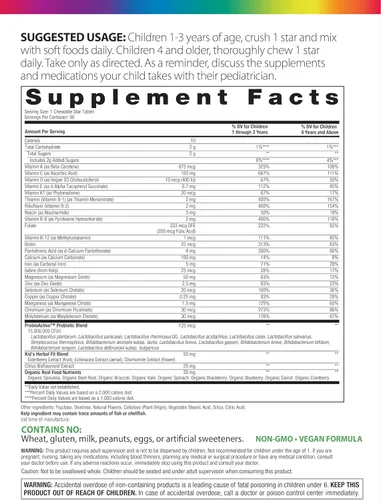 Vista 2 de Rainbow Light Kids One + Multivitamínico 90 tabletas Para mayores de 1 años Apto para el abdomen con probióticos Sabor a ponche de frutas