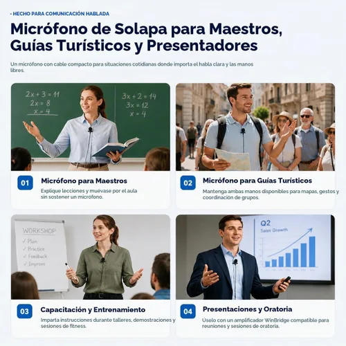 Vista 5 de WinBridge - Micrófono de solapa con clip para amplificador de voz