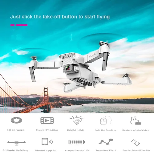 Vista 4 de Mini dron con cámara para adultos – Regalo de juguete de Navidad para principiantes de 15 años – Multirotores cuadricópteros RC UAV plegable