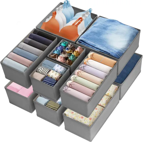 Vista 10 de Organizador de cajones para ropa y aparador, paquete de 12 divisores de cajones plegables, organizador de ropa de bebé y almacenamiento de guardería