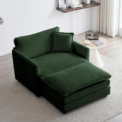 Vista 12 de WILLIAMSPACE Sofá individual de 41 pulgadas con otomana móvil, sillón tapizado moderno con 1 almohada, silla decorativa para sala de estar, sofá