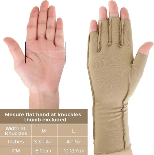 Vista 2 de Janmercy 3 pares de guantes de compresión para artritis para mujeres y hombres para el dolor del túnel carpiano reumatoide, guantes sin dedos
