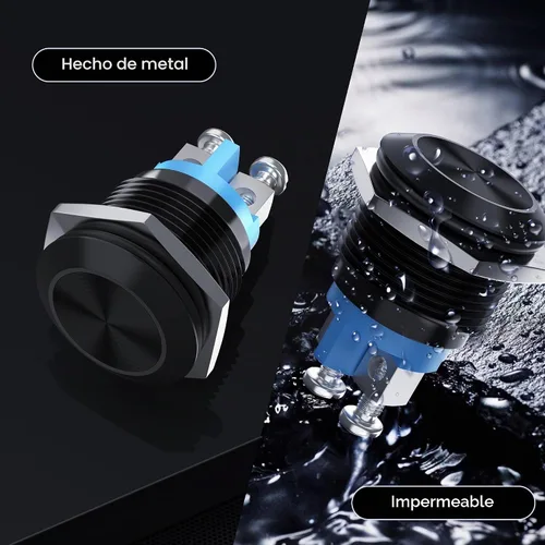 Vista 5 de DaierTek Interruptor de botón momentáneo de 0.630 in, terminales de tornillo de 12 V 5 A, carcasa negra, impermeable, 3A, 250 V, interruptor