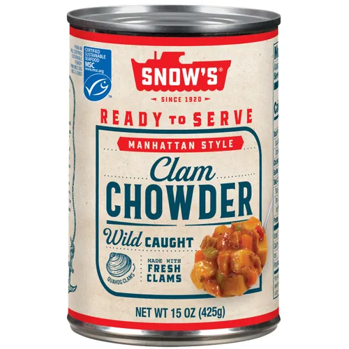 Vista 8 de Snow's Sopa condensada de almejas de Nueva Inglaterra, lata de 15 onzas, 0.14 oz de proteína por porción, receta auténtica al estilo de Nueva