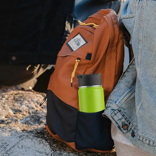 Vista 5 de koodee Botella de agua de 16 onzas, paquete de 2 botellas de agua aisladas de acero inoxidable con pajilla, botella de agua metálica reutilizable