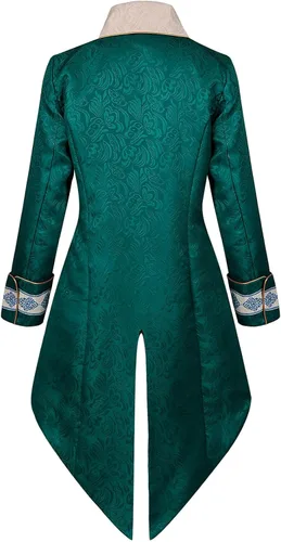 Vista 4 de Dgoopd Mens Vintage Tailcoat Jacket Gothic Victorian Frock Coat Steampunk Gothic Medieval Jacket Victorian Halloween Costume