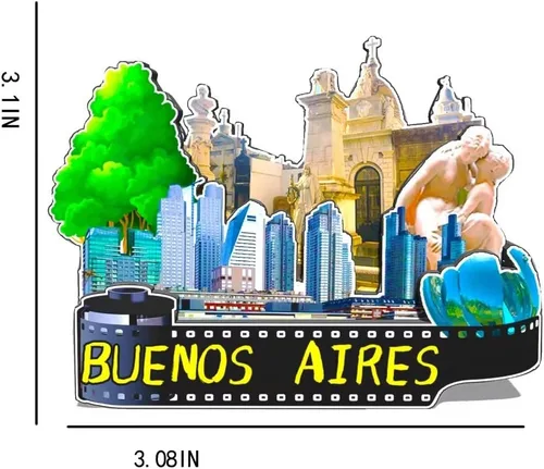 Vista 3 de Argentina Buenos Aires imán de nevera de madera 3D monumentos de viaje coleccionables recuerdos decoración hecha a mano -558