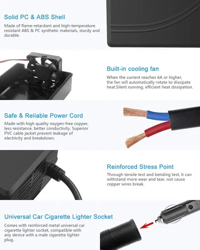 Vista 5 de ALITOVE Convertidor de 110 V a 12 V Convertidor de CA a CC Adaptador de fuente de alimentación de 12 voltios 15A 180W y cable de extensión
