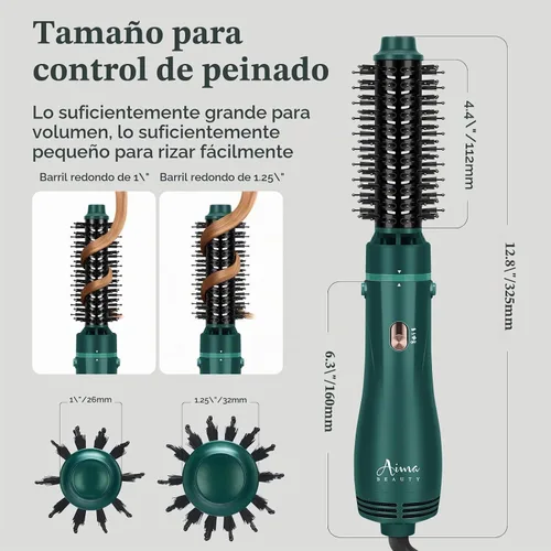 Vista 8 de Aima Beauty Juego de cepillos para secador de pelo, cepillo redondo 4 en 1 que añade brillo, suavidad, rizo y volumen para cabello corto a mediano