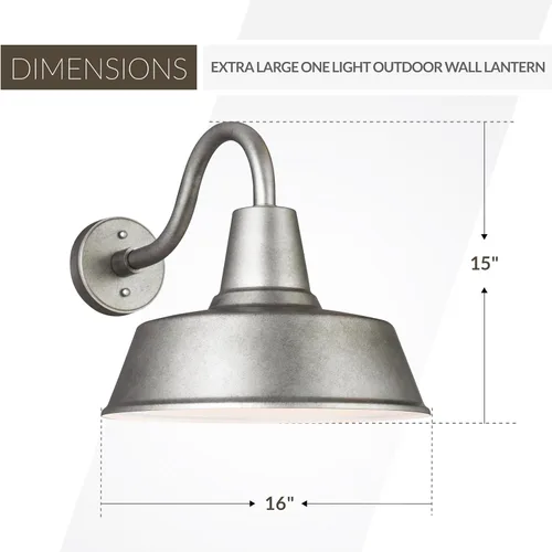 Vista 3 de Sea Gull Lighting Generation 8837401-57 - Farol de pared transitorio para exteriores de Seagull-Barn Light Collection, níquel, acabado plateado
