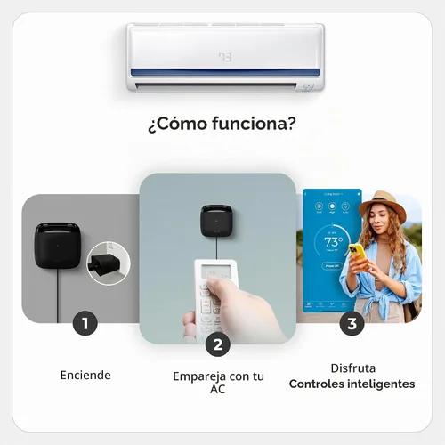 Vista 4 de Breez Lite - Controlador inteligente de CA para mini-split, ventana, ACS portátil (negro) WiFi Controller, Alexa, Google, Siri Shortcuts