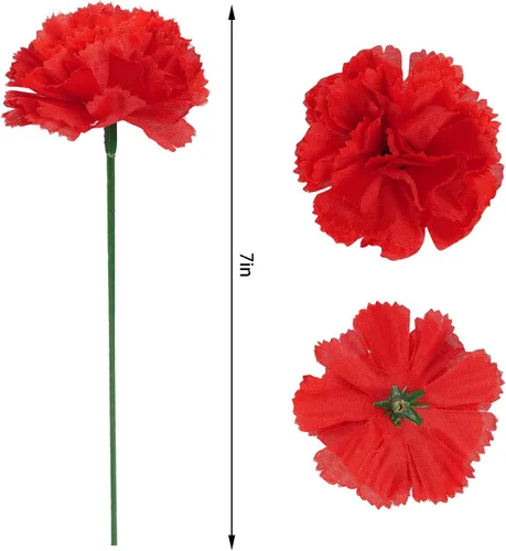 Vista 2 de 50 piezas de flores artificiales de caléndula mexicanas, flores de caléndula de seda, flores de caléndula de seda, decoración roja, flores
