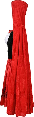 Vista 6 de HGps8w Disfraz de capucha roja para mujer, disfraz de Halloween gótico, anime, cosplay, capa de cuentos, vestido de princesa, 01 Negro