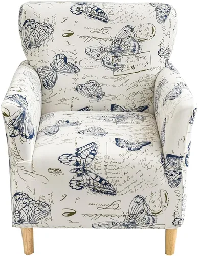 Vista 25 de CRFATOP - Funda elástica para sillón de mediados de siglo moderno de 1 pieza, fundas de silla de acento de jacquard con brazos, fundas de silla