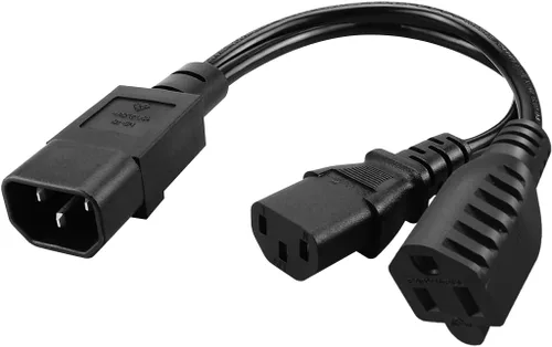 Vista 10 de Cable divisor de potencia IEC 320 C14 a doble 5-15R de 1 pie/0,32 M