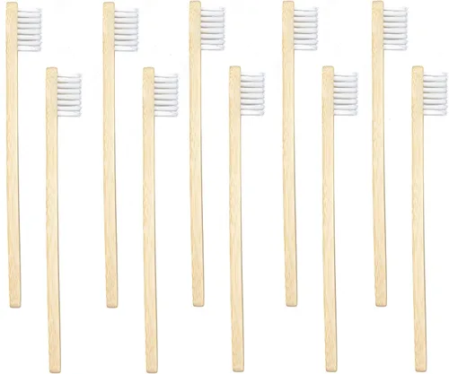 Vista 12 de SEVENHEAD 10 cepillos de dientes de bambú cerdas suaves de madera para adultos, cepillos de dientes naturales biodegradables libres de BPA