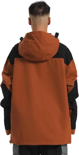 Vista 12 de GSOU SNOW Chaqueta de esquí para hombre, abrigo de nieve para snowboard, cálido, invierno, impermeable, con capucha