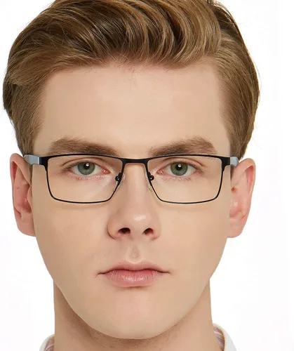 Vista 2 de Occi Chiari - Gafas de metal para hombre con marco óptico transparente, Rojo