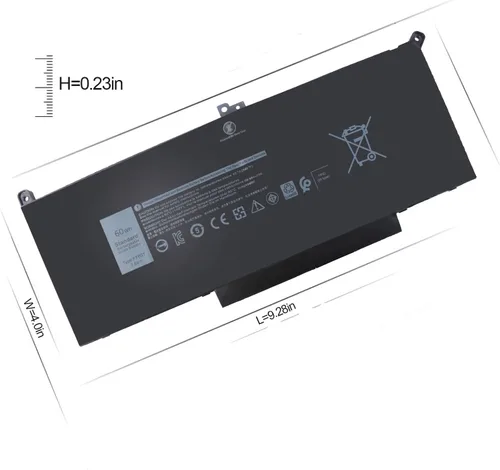 Vista 5 de 7480 7490 F3YGT - Batería de repuesto para laptop Dell Latitude 7280 7390 7380 7290 7480 7490 P29S002 P73G002 Series DM3WC DM6WC KG7VF P73G 451-BBYE