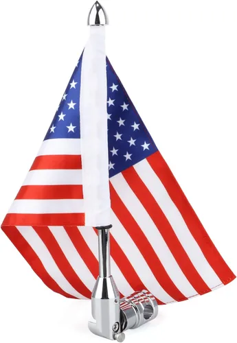 Vista 4 de GUAIMI Soporte de bandera plegable para motocicleta, asta de bandera ajustable con bandera del estado de Texas (bandera estadounidense)