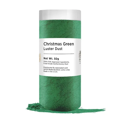 Vista 5 de BAKELL - Polvo colorante Luster Dust comestible Christmas Green, certificado Kosher, pintura y polvo 100 % comestible, de grado alimenticio, pintura