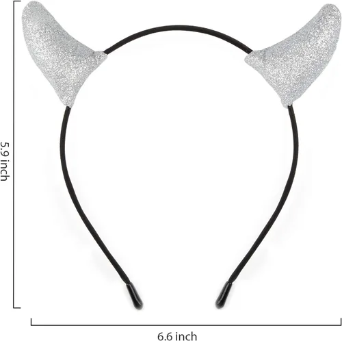 Vista 6 de Diadema de cuernos de diablo para Halloween, cosplay, disfraz de diablo con purpurina para hombres, mujeres, niños pequeños y adultos