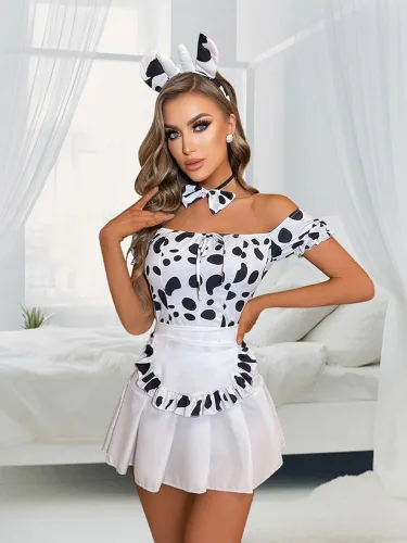 Vista 7 de Halloween Costumes Sexy Cow Costume Maid Outfit Anime Cosplay Maid Costumes for Women