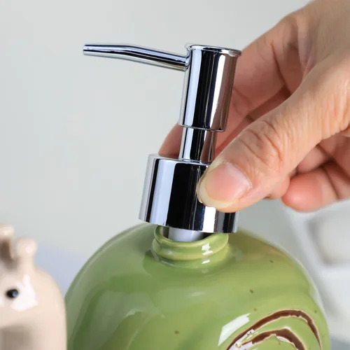 Vista 7 de Colias Wing Dispensador de jabón con forma de caracol retro de cerámica con bomba de plástico, botella de jabón de loción recargable, botella