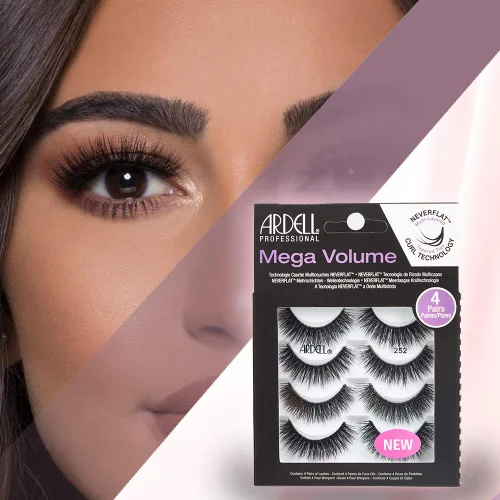 Vista 5 de Ardell Pestañas de aspecto natural Mega Volume, 252 – Volumen completo, pestañas postizas de larga duración para un aspecto impecable, 4 pares 252