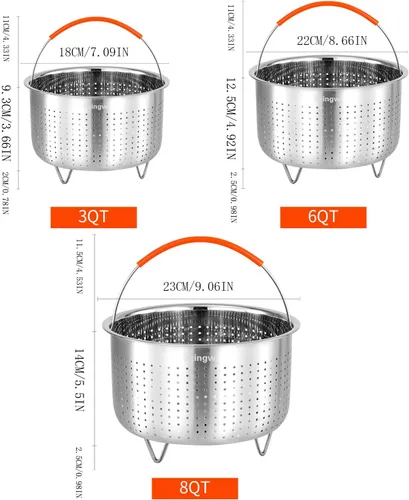 Vista 9 de Cesta de vapor para Instant Pot, inserto de cesta de vapor de verduras de acero inoxidable para ollas (3 cuartos)