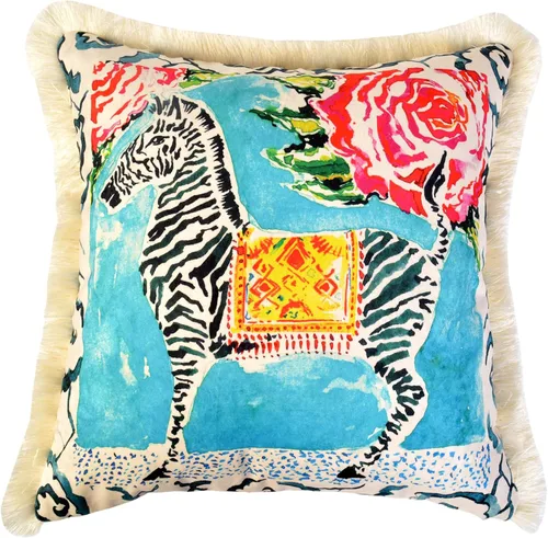 Vista 19 de Funda de almohada con patrón de leopardo, funda de almohada de terciopelo única, cojín de borla azul, almohada decorativa para decoración del hogar