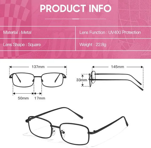 Vista 3 de SODQW Bayonetta Glasses Office-Siren Rectangle Blue Light Blocking Eyewear Fashion Fake Rectangle Frame for Women