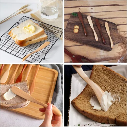 Vista 4 de M2cbridge Juego de 10 cuchillos de queso hechos a mano con mantequilla (marrón estrecho)