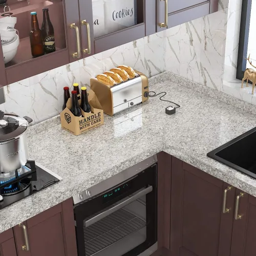 Vista 2 de Livelynine Papel adhesivo de granito para encimera, impermeable, autoadhesivo, papel pintado de mármol, despega y pega, para encimeras de cocina