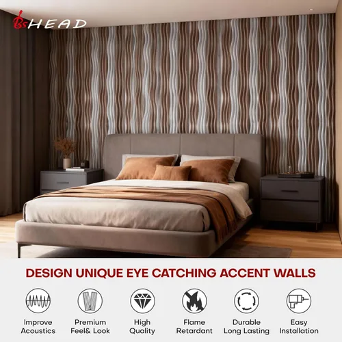 Vista 5 de Paneles Acústicos de Pared Grandes 47.2"x23.6"x1.57" Paquete de 4, Paneles de Prueba de Sonido DIY 3D con Ondas para Paredes, Paneles de Pared