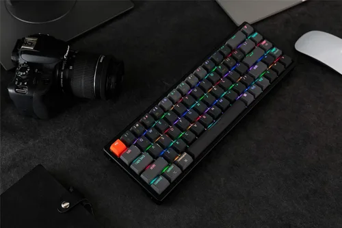 Vista 7 de Keychron K6 - Teclado mecánico inalámbrico con cable BluetoothUSB de 68 teclas compacto 65 diseño RGB LED retroiluminado N-Key Rollover marco