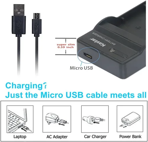 Vista 2 de Kastar Cargador USB delgado para JVC BN-VF823 BNVF823 y JVC Everio GS-TD1 GY-HM70U HM100U HM150U HMZ1U MG230 MG360 MG365 MG430 MG435 MG465 MG465