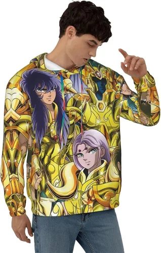 Vista 4 de Saint Anime Seiya - Sudadera con capucha para hombre, manga larga, casual, con bolsillo