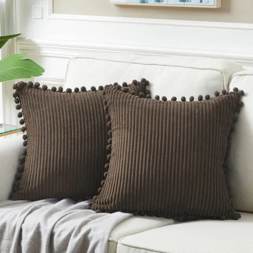 Vista 27 de Fancy Homi Juego de 2 fundas de almohada decorativas negras de 12 x 12 pulgadas con pompones para sofá y cama, decoración moderna de estilo bohemio